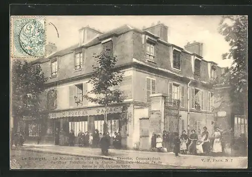 AK Le Bourget, La Maison ou a ètè tuè Ernest Baroche, Commandant du 12. Bataillonde la Garde