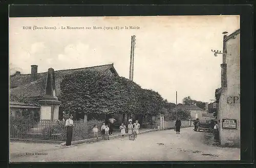 AK Rom, Le Monument aux Morts et la Mairie