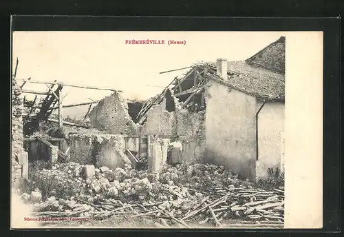 AK Frèmerèville, zerstörte Wohnhäuser