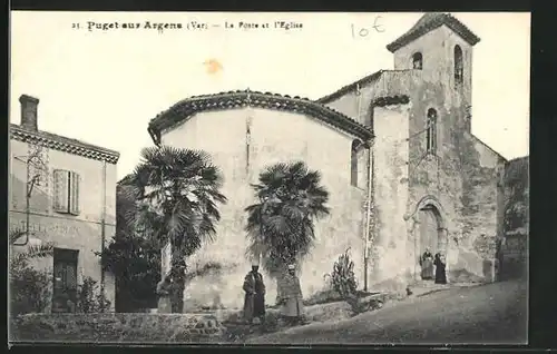 AK Puget-sur-Argens, La Poste et l`Eglise