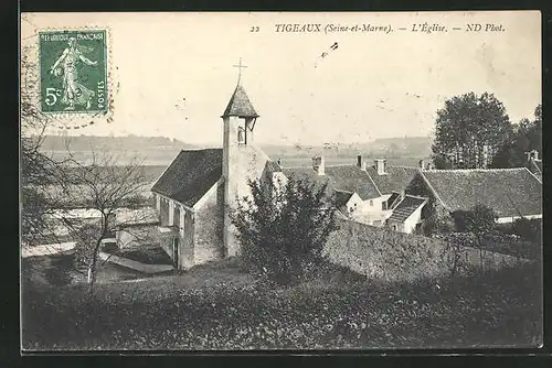 AK Tigeaux, L`Eglise, Blick zur Kirche