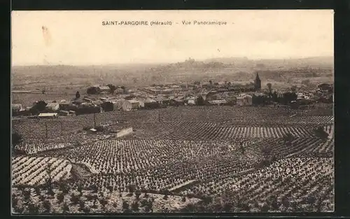 AK Saint-Pargoire, Blick über Felder auf den Ort