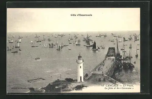 AK Cancale / Cote d`Emeraude, Le Phare, La Jetee et la Caravane, Leuchtturm umd Segelboote