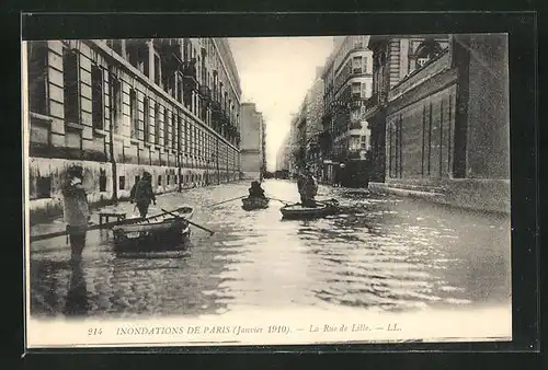 AK Paris, Inondations 1910, La Rue de Lille, Hochwasser