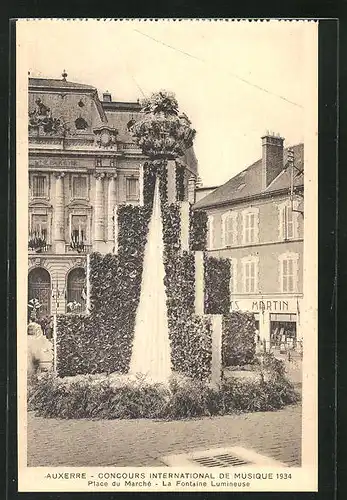 AK Auxerre, Concours International de Musique 1934, Place du Marche, La Fontaine Lumineuse, Sängerfest