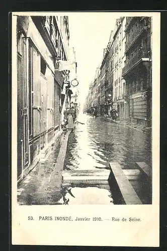 AK Paris, Inondaé 1910, Rue de Seine, Hochwasser