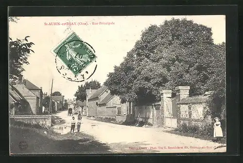 AK St-Aubin-en-Bray, Rue Principale, Strassenpartie