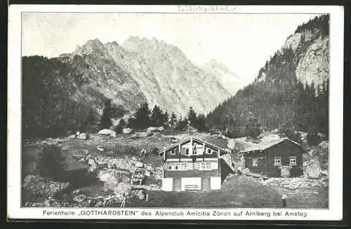 AK Amsteg, Ferienheim Gotthardstein des Alpenclub Amicitia Zürich auf Arniberg