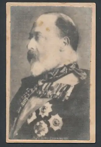 AK Portrait von König Edward VII. von England auf Samtstoff