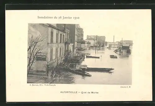 AK Alfortville, Inondations 1910, Quai de Marne, Hochwasser