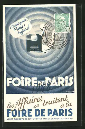 Künstler-AK Paris, Foire de Paris 1948, Fernsehgerät
