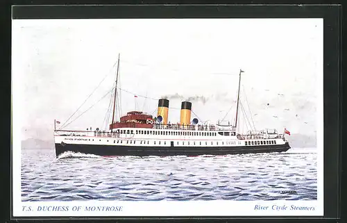 Künstler-AK Passagierschiff T.S. Duchess of Montrose River Clyde Steamers