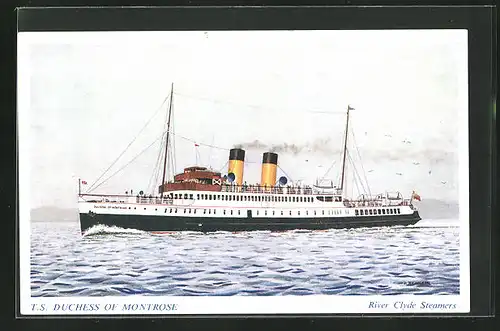 Künstler-AK Passagierschiff T.S. Duchess of Montrose auf hoher See
