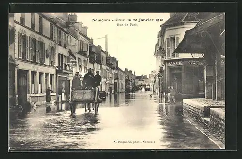 AK Nemours, Crue du 20 Janvier 1910, Rue de Paris