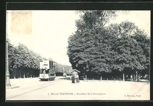 AK Bois de Vincennes, Carrefour de la Porte Jaure, Strassenbahn