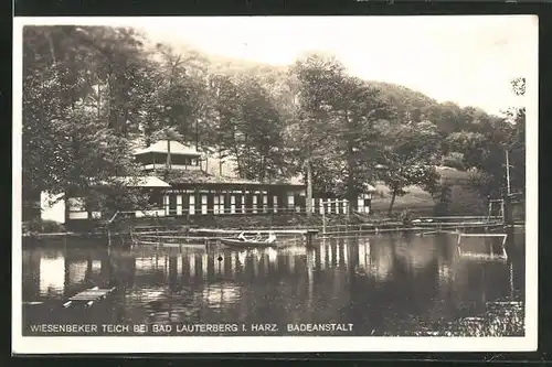 AK Bad Lauterberg i. Harz, Wiesenbeker Teich mit Badeanstalt