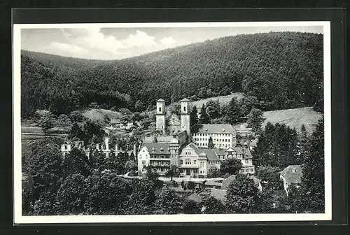 AK Frauenalb / Baden, Ortsansicht mit Schloss und Gebirge