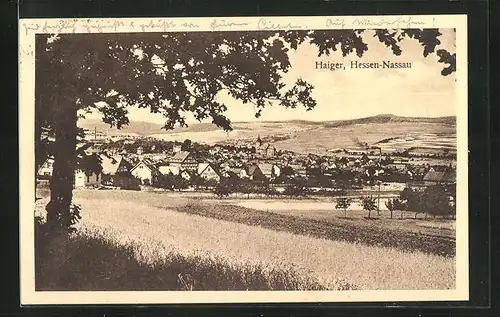 AK Haiger / Hessen-Nassau, Blick über die Felder auf den Ort