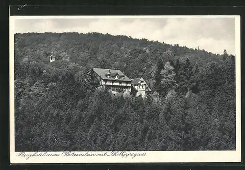 AK Bad Sachsa / Südharz, Berghotel zum Katzenstein mit Phillippsgruss