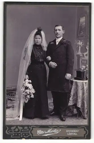 Fotografie Otto Martin, Dresden-Löbtau, Portrait Braut und Bräutigam, Hochzeit