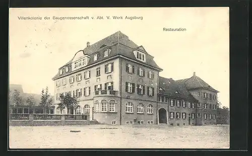 AK Augsburg, Villenkolonie der Baugenossenschaft v. Abt. V. Werk, Restauration