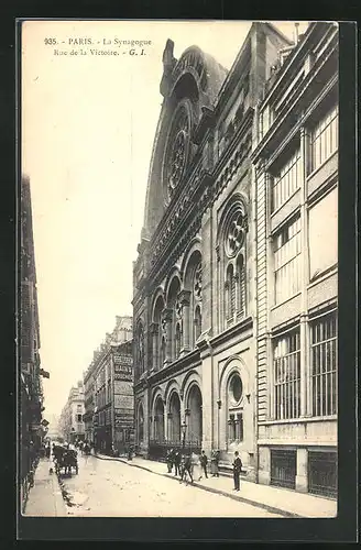 AK Paris, Ansicht der Synagoge, Rue de la Victoire