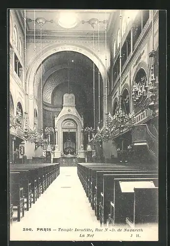 AK Paris, Synagoge in der Rue Notre-Dame de Nazareth, Innenansicht