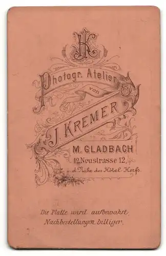 Fotografie J. Kremer, M. Gladbach, Portrait stattlicher Herr mit Schnurrbart