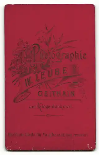 Fotografie W. Leube, Geithain, Portrait Herr im Mantel mit Krawatte