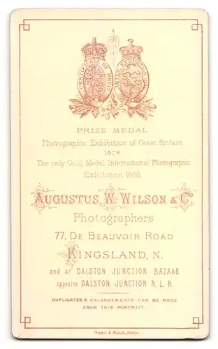 Fotografie Augustus W. Wilson & Co., Kingsland, Portrait Herr mit Backen- und Oberlippenbart