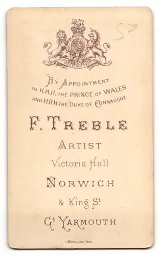 Fotografie F. Treble, Norwich, Portrait stattlicher Herr mit Kotelettenbart im Jackett