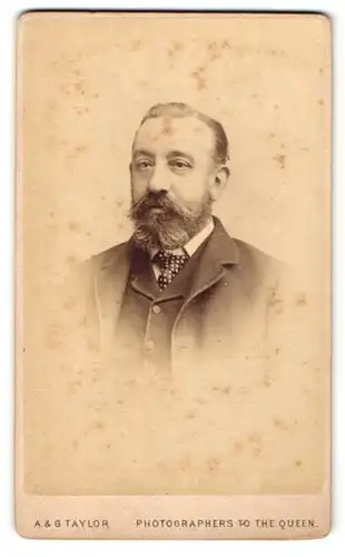 Fotografie A. & G. Taylor, London, Portrait stattlicher Herr mit Vollbart