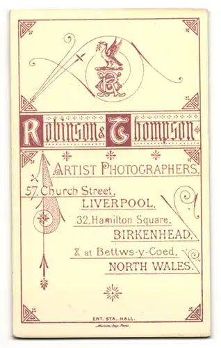 Fotografie Robinson & Thompson, Liverpool, Portrait bürgerlicher Herr im Mantel mit Vollbart