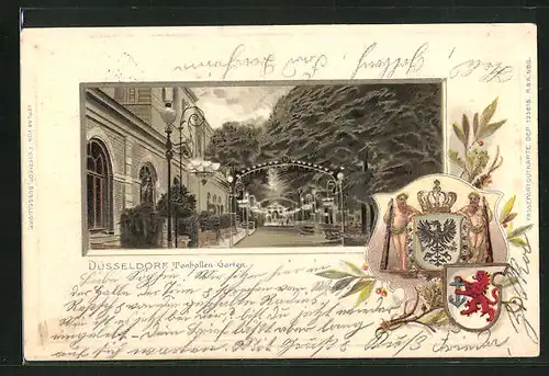 Passepartout-Lithographie Düsseldorf, Tonhallen-Garten, Wappen