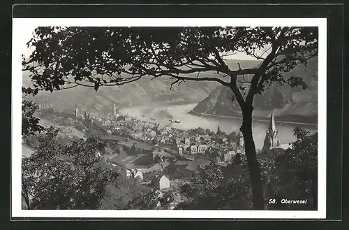 AK Oberwesel, Blick ins Tal und auf den Fluss