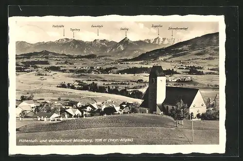 AK Mittelberg / bayr. Allgäu, Blick vom Berg auf die Gebirgskette