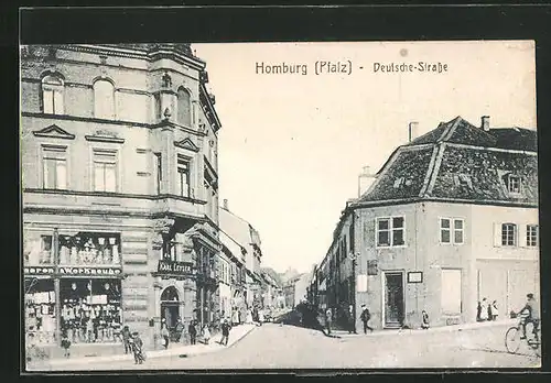 AK Homburg / Pfalz, Blick in die Deutsche Strasse
