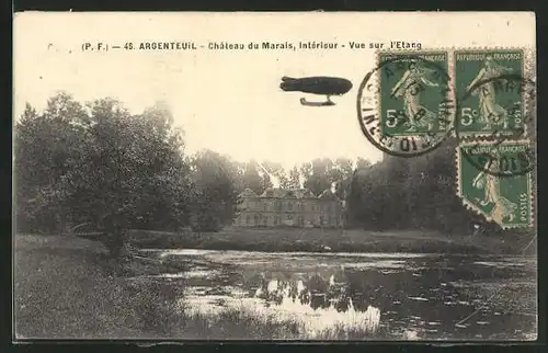 AK Argenteuil, Château du Marais, Vue sur l`Etang, Luftschiff
