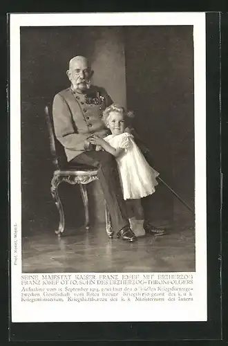 AK Kaiser Franz Josef I. von Österreich mit Enkel Franz Josef Otto