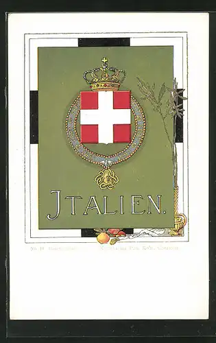 AK Italien, Wappen auf grünem Grund