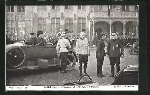 AK Furnes, Le Roi Albert, le Président et le General Joffre, 1. Weltkrieg