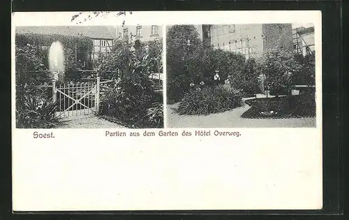 AK Soest, Partien aus dem Garten des Hôtel Overweg