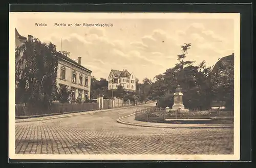 AK Weida, Bismarckschule und Denkmal