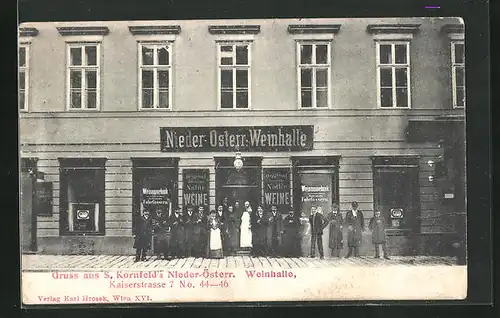 AK Wien, Gasthaus S. Kornfeld`s Nieder-Österr. Weinhalle, Kaiserstrasse 7 No. 44 - 46