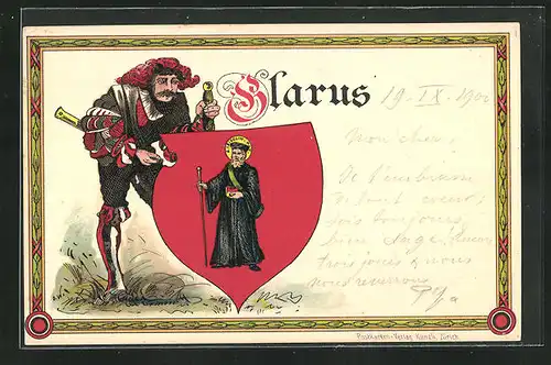 AK Glarus, Wappen mit S. Fridolin