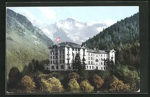 AK Interlaken, Regina Hotel Jungfraublick gegen die Jungfrau