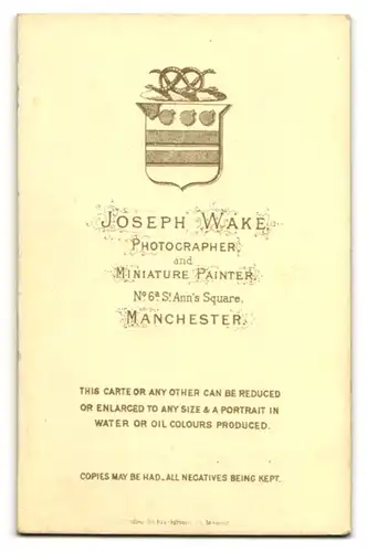 Fotografie Joseph Wake, Manchester, Profilportrait Herr mit Vollbart