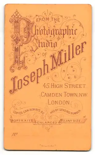 Fotografie J. Miller, London, Portrait bürgerlicher Herr im Anzug mit Backenbart