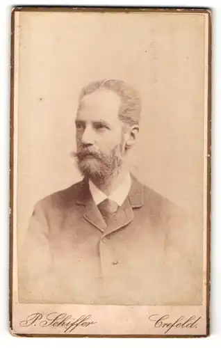 Fotografie P. Schiffer, Crefeld, Portrait älterer Herr mit Vollbart und Krawatte