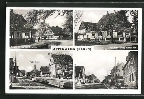 AK Appenweier / Baden, Hauptstrasse, Bachstrasse & Schlageterstrasse